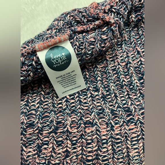 Love your melon beanie pink/blue slouch knit hat valentines - Picture 4 of 4